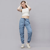 Silky Denim Cargo Jogger Jeans Pant.